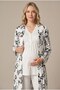 Women's Ecru Patterned Lace 3-Piece Maternity Pajama Set with Dressing Gown - 3
