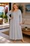 Women's Long Sleeve Solid Color Plus Size 100% Cotton Ankle Length Nightgown - 2
