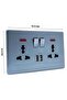 Double Wall Socket with USB Ports and LED Indicators, 2100mA Charging, Grey - 5