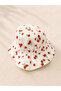 White Red Strawberry Patterned Cotton Poplin Fabric Baby Girl Children's Hat - 3