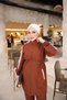 Women's Lace-Up Striped Sports Hijab Double Set |   Relaxed Fit Zippered Tunic and Pants Set - 3