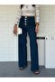 Gold Button High Waist Palazzo Jeans - 3