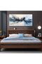 Navy Blue Gold Abstract Ink Art Gallery Wrapped Canvas Wall Art | 50x100cm 20x40 inch | Panoramic Luxury Wall Decor - 6