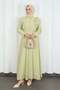 Ruffle Lace Modal Lined Tulle Dress Green Hnt8618 - 5