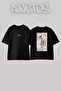 Persian Carpet Butterfly H Design Back Printed Cotton Black Oversize T-Shirt
