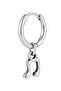 Unisex Silver Color Surgical Steel Dangle Music Note Figured Hoop Earring 1 Piece - 3