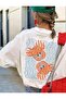 Women's Double Orange Crab Printed Oversize Crewneck T-Shirt - 6