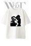 Motorcu Cift 3 Design Printed Unisex White Oversize T-Shirt