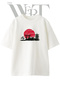Fuji Torii Pagoda Design Printed Unisex White Oversize T-Shirt