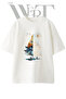 Forest Compass Design Printed Unisex White Oversize T-Shirt