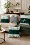 Green Striped Branches Patterned 4-Piece Throw Pillow Cover Set - 2