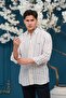 Regular Fit Buttoned Collar Striped Raw Linen Shirt - 3