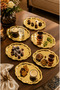 Viona 6-Piece Gold Detailed Oval Coffee Presentation Tray Serving Tea Tray Decorative Tray - 3