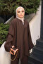 Brown V-Neck Tunic Pantsuit - 3