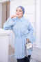 Blue Waist-Tie Striped Loose-Fit Shirt