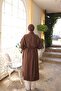 Brown Waist Belted Oversize Tunic with Pockets - 5