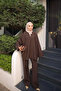 Brown V-Neck Tunic Pantsuit