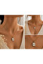 316L Steel Gold Letter S Rectangular Stone-Looking Necklace - 3