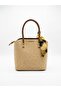 Leather-Look Multi-Compartment Hand and Shoulder Bag with Scarf Detail - 4