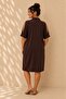Women's Plus Size Short Sleeve Low-Cut Detail Collared Pocketed Buttoned Silk Crepe Soft Texture Short Shirt Dress - 7