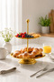 2-Tier Gold Steel Decorative Presentation Stand for Cookies, Cakes, and Snacks - 3