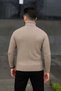 Men's Ribbed Sweater Full Turtleneck Knitwear Set of 2 Beige-Black - 7