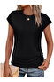 Women's short sleeve crew neck iskon blouse with side ruching - 4