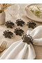 Wooden Water Lily Pattern 6-Piece Napkin Rings - 2