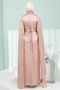 Powder Stone Embroidered Corseted Pleated Evening Dress - 5
