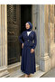 Jacket with Button Detail and Skirt Set - Navy Blue - 2