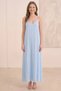 Women's Blue Crinkle Linen Textured Rope Strap Bohemian Pinterest Long Dress