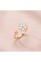 Adjustable Pink Flower and Zircon Stone Women's Ring - 3