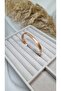 Women's Rose Gold Color Written Thin Cuff Bracelet - 3