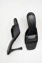 Black Satin Blunt Toe Women's Heeled Slippers - 3