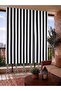 Gray and White Cornice Outdoor Sunshade Wind-Resistant Balcony Curtain with Bottom and Side Ties