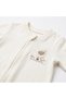 100% Organic Cotton, Unisex Zippered Baby Romper, Lamb Embroidery Detail, Ecru, Newborn Romper - 3