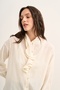 Women's Cotton Ruffle Shirt Ecru - 3