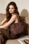 Women's Suede Textured Lock Detailed Shoulder and Crossbody Bag with Large Internal Volume and Strap - 3