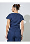 Navy Blue Pinstripe Asymmetric Hem Top - 5