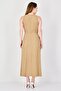 Women Stripe Wrap Dress, Tan - 3