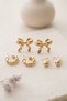 Gold Color Bow, Drop, and Hoop Model Multiple Earring Set - 3