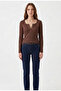 Women'S, Brown Color, Front Placket & Snap Fasteners, Fitted/Cut-To-Fit Ribbed Camisole Fabric, Stretchy Knitted Blouse