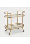 YIZNUO Fully Assembled Bar Cart with 2 Tempered Glass Shelves, Rolling Serving Trolley with Lockable Wheels, Welded Metal Frame