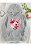 Unisex Floral Heart Printed Hooded Kangaroo Pocket Comfortable Fit Regular Cut Sweatshirt - 2