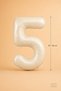 Cream Foil Balloon Number 5, 86 Cm, Helium Compatible Cream Color 5 Year Old Balloon, Large Size Number Balloon - 2