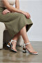 Jivi Women's Heeled Shoes Round Heel Transparent Front Strap Leather