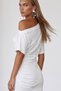 Women's White Low-Shoulder Dress with Tie Waist Detail Alc-X15589 - 5