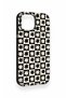 iPhone 15 Compatible Floral Motif Checkered Pattern Silicone Case - 3