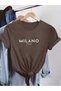 Women's Brown Milano Printed Oversize T-Shirt