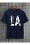 Men's Navy Blue La Printed Oversize T-Shirt